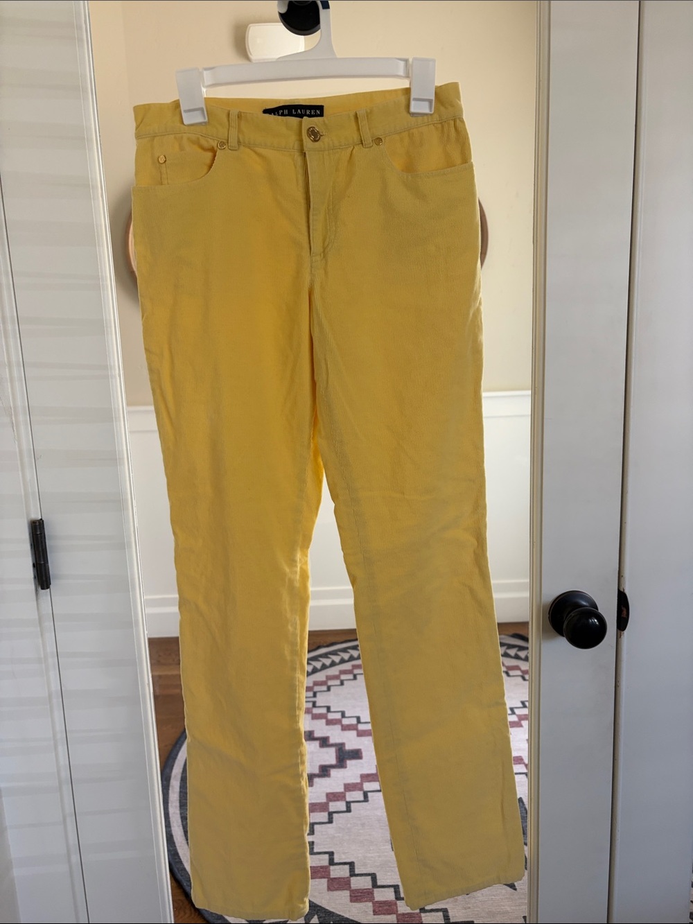 Ralph Lauren Bright Yellow Straight-Leg Women's corduroys pants